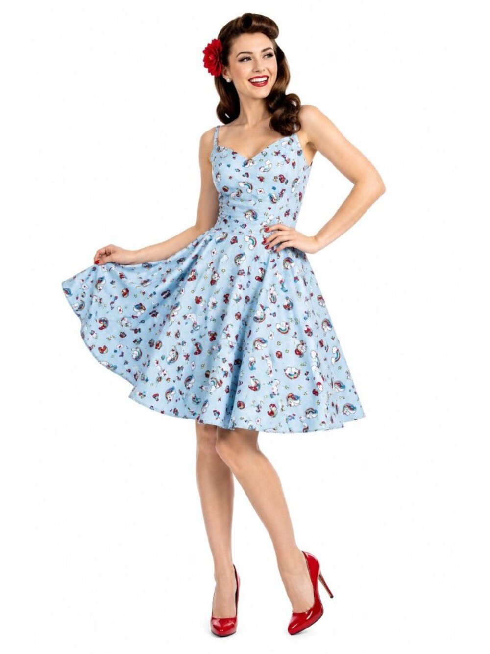 MAGNOLIA PLACE fit flare dress unicorns plus 3XL rainbows rockabilly hearts